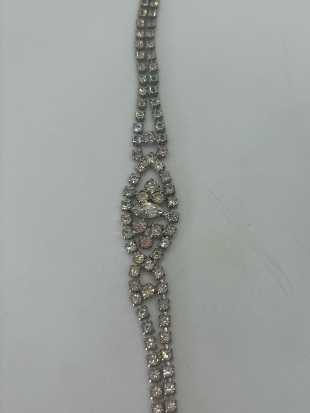 Vintage Crystal Rhinestone Silver-Tone Bracelet - Women Jewelry